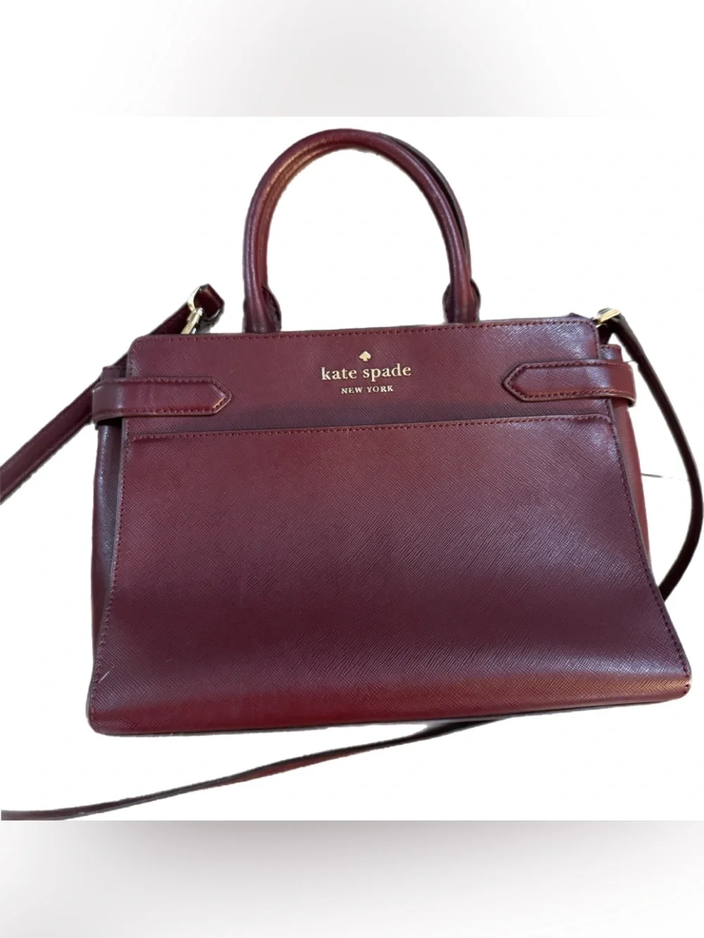 Kate Spade Staci Medium satchel Cherrywood Leather Satchel with Crossbody Strap